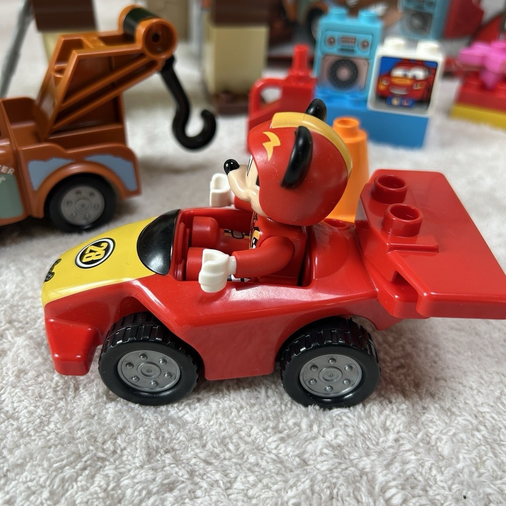LEGO Duplo Disney Cars MATER'S Shed Tow Truck 99% Complete & Mickeys Roadster - Picture 7 of 9